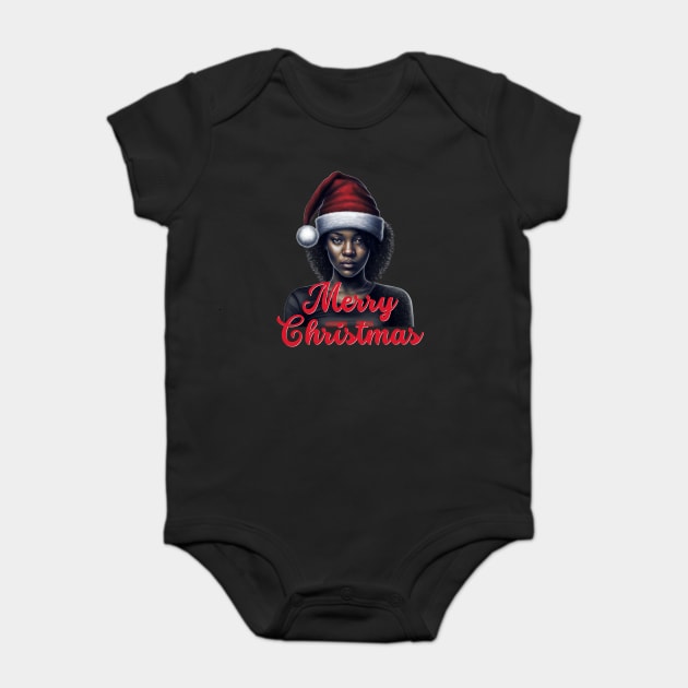 Black Woman Santa, Black Mrs Santa Claus, African American Santa Baby Bodysuit by UrbanLifeApparel